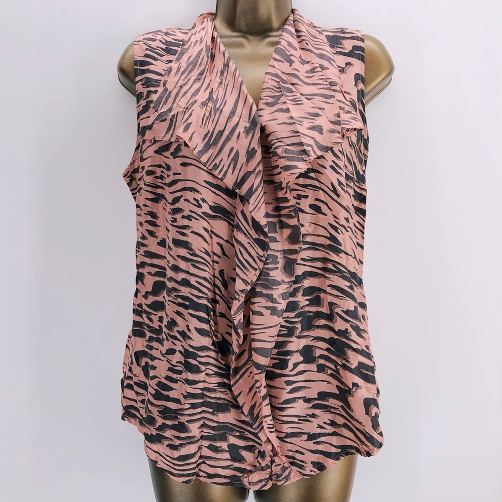 Cabi pink animal print silk tank top